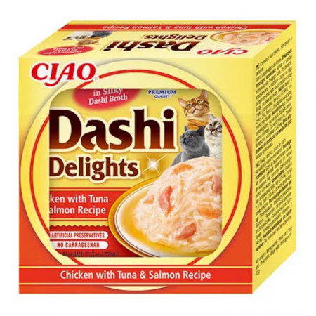 Hrana umeda pentru pisici Ciao Dashi Delights cu pui & ton & somon 70 gr [0]