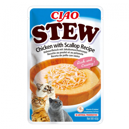 Hrana umeda pisici - Hrana umeda pentru pisici Ciao Stew cu pui & scoici 40 gr