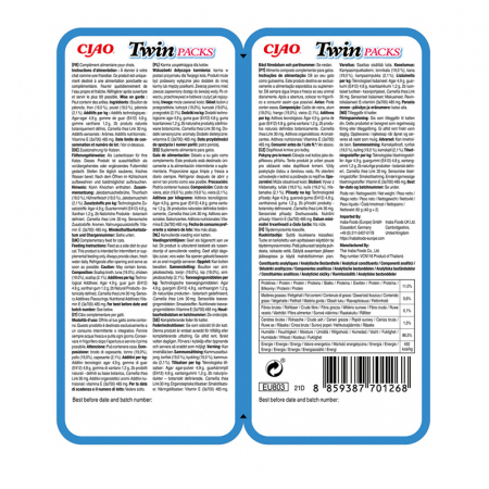 Hrana umeda pentru pisici Ciao Twin cu ton, pui & scoici 2 x 40 gr [1]