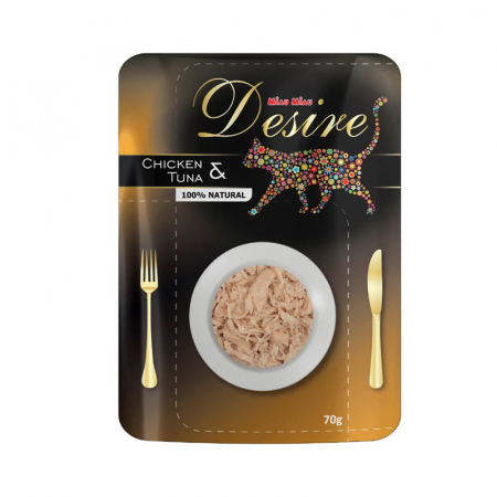 Pisica Adult - Hrana umeda pentru pisici Desire cu pui file & ton in supa 70 gr