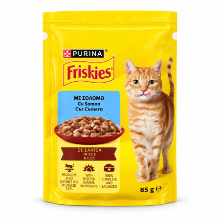 Pisica Adult - Hrana umeda pentru pisici Friskies Adult cu somon in sos 85 gr