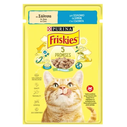Pisica Adult - Hrana umeda pentru pisici Friskies Adult cu somon in sos 85 gr