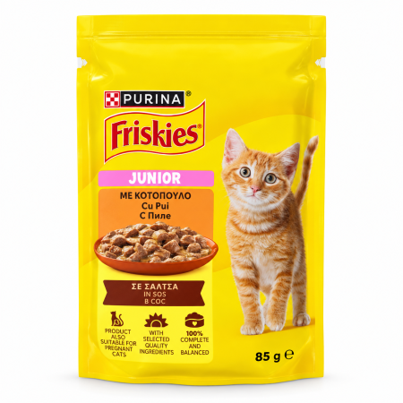 Pisica Junior - Hrana umeda pentru pisici Friskies Junior cu pui in sos 85 gr
