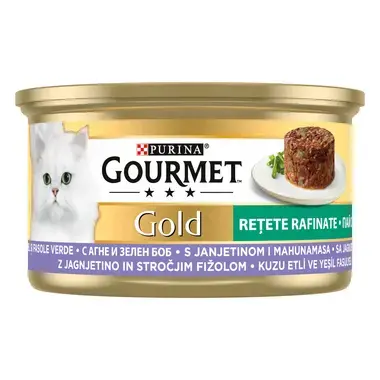 Pisica Adult - Hrana umeda pentru pisici Gourmet Gold Savoury cu miel & fasole verde 85 gr