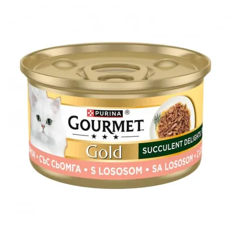 Pisici - Hrana umeda pentru pisici Gourmet Gold Succulent Delights cu somon 85 gr