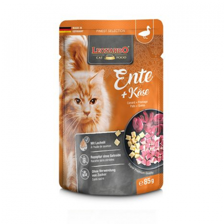 Pisici - Hrana umeda pentru pisici Leonardo cu rata & branza 85 gr