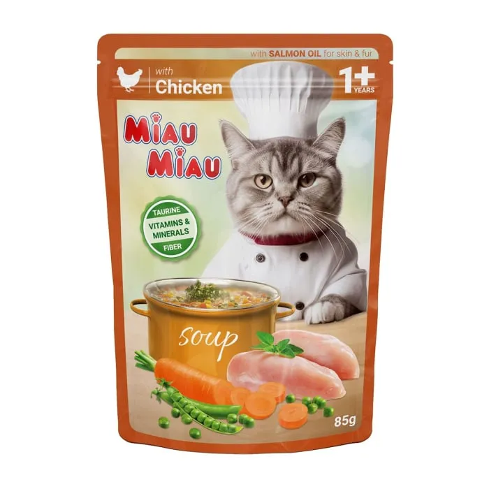 Pisici - Hrana umeda pentru pisici Miau Miau Soup cu pui & legume 85 gr