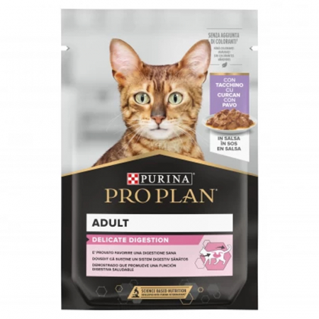 Hrana umeda pentru pisici Pro Plan Delicate Nutrisavour cu curcan in sos 85 gr