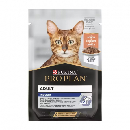 Pisici - Hrana umeda pentru pisici Pro Plan Indoor Nutrisavour cu somon 85 gr