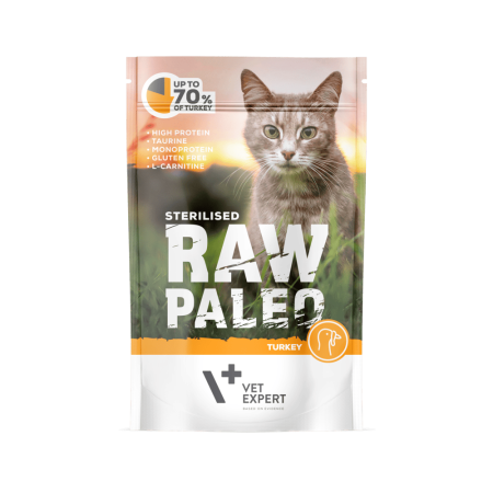 Pisici - Hrana umeda pentru pisici Raw Paleo Adult Sterilised cu curcan 100 gr