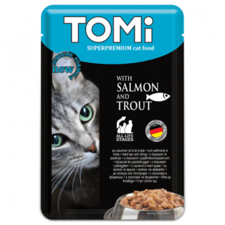Hrana umeda pentru pisici Tomi cu somon & pastrav 100 gr