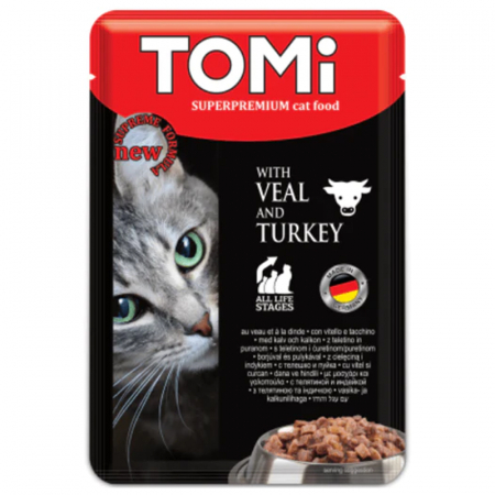 Hrana umeda pentru pisici Tomi cu vitel & curcan 100 gr