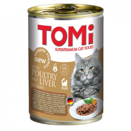 Pisica Adult - Hrana umeda pentru pisici Tomi cu pui & ficat  400 gr