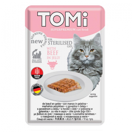 Hrana umeda pisici - Hrana umeda pentru pisici Tomi Sterilised cu vita 85 gr