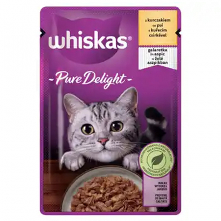Pisica Adult - Hrana umeda pentru pisici Whiskas Pure Delight cu pui in aspic 85 gr