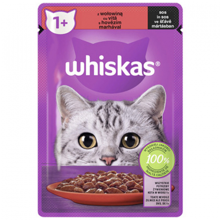 Pisica Adult - Hrana umeda pentru pisici Whiskas cu vita in sos 100g