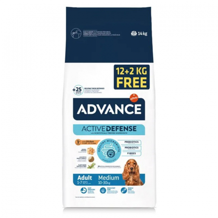 Caine Adult - Hrana uscata pentru caini Advance Medium Adult 12 + 2 kg GRATIS