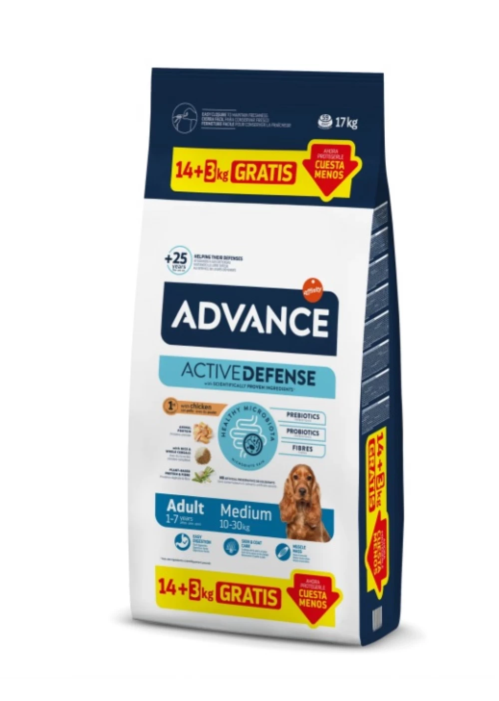 Caine Adult - Hrana uscata pentru caini Advance Medium Adult cu pui 14 + 3 kg GRATIS