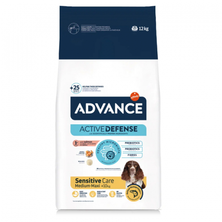 Caine Adult - Hrana uscata pentru caini Advance Sensitive Medium-Maxi cu somon 12 kg