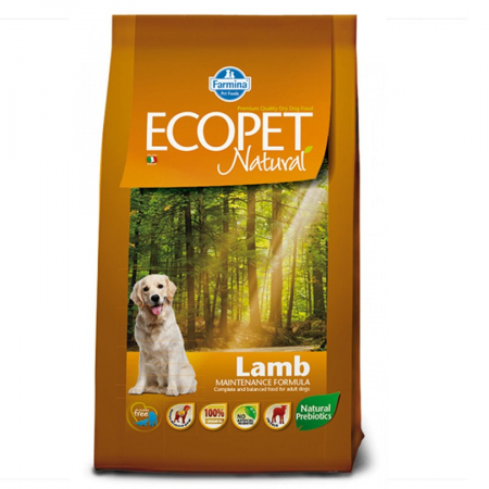 Caini - Hrana uscata pentru caini Ecopet Natural Medium Adult cu miel 12 kg