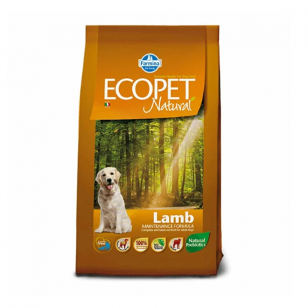 Hrana uscata caini - Hrana uscata pentru caini Ecopet Natural Medium Adult cu miel 2,5 kg