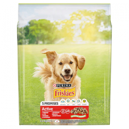 Caine Adult - Hrana uscata pentru caini Friskies Active cu vita 2,4 kg