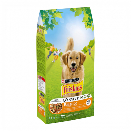 Hrana uscata pentru caini Friskies Balance cu pui & legume 2,4 kg