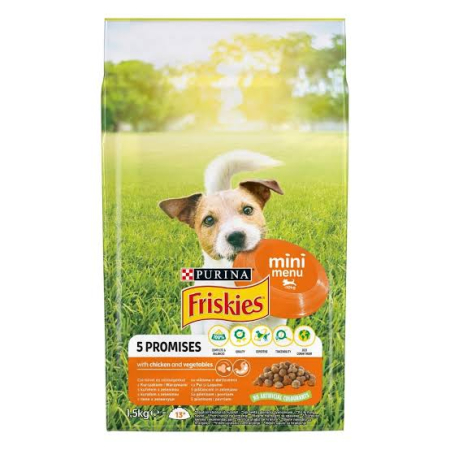 Caine Adult - Hrana uscata pentru caini Friskies Mini Adult Menu cu pui & legume 1,5 kg