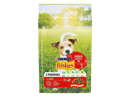 Caine Adult - Hrana uscata pentru caini Friskies Mini Adult Menu cu vita & legume 1,5 kg