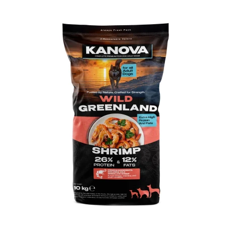 Hrana uscata caini - Hrana uscata pentru caini Kanova Wild Greenland cu creveti 10 kg