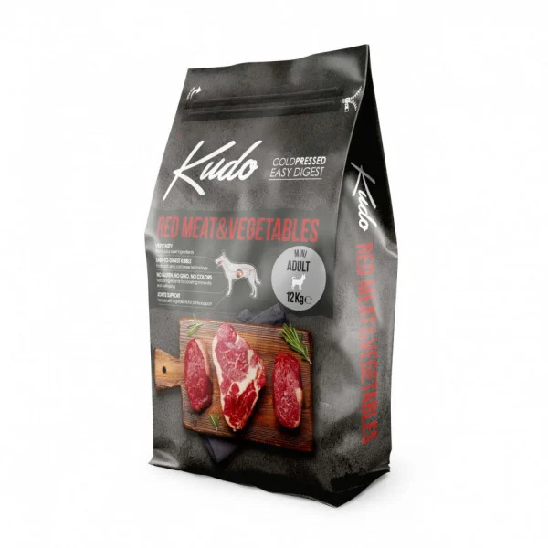 Hrana uscata caini - Hrana uscata pentru caini Kudo Mini Adult cu carne rosie & legume 12 kg