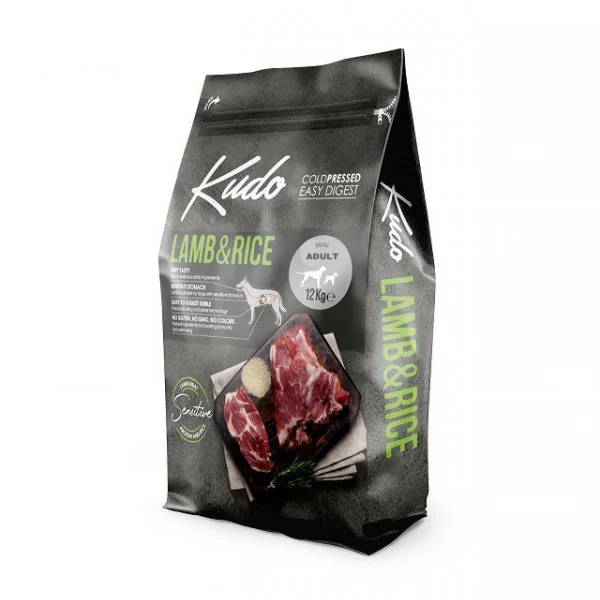 Hrana uscata caini - Hrana uscata pentru caini Kudo Mini Adult Sensitive cu miel & orez 12 kg