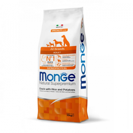 Caine Adult - Hrana uscata pentru caini Monge Natural Superpremium Adult cu rata 12 kg