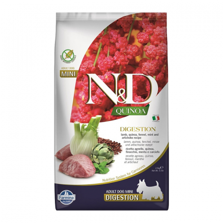Caine Adult - Hrana uscata pentru caini N&D Quinoa Digestion Mini Adult cu miel & fenicul 2,5 kg