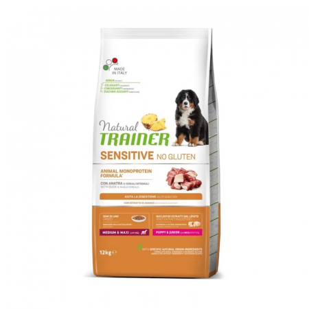 Caine Junior - Hrana uscata pentru caini Natural Trainer Medium-Maxi Puppy cu somon 12 kg