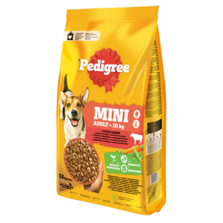 Hrana uscata pentru caini Pedigree Mini Adult cu vita & legume 12 kg