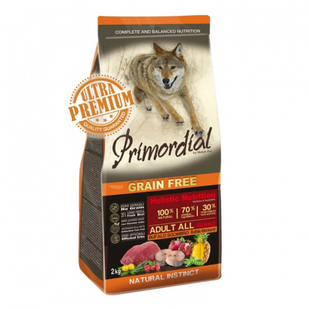 Hrana uscata caini - Hrana uscata pentru caini Primordial Grain-Free Adult cu bivol & macrou 2 kg