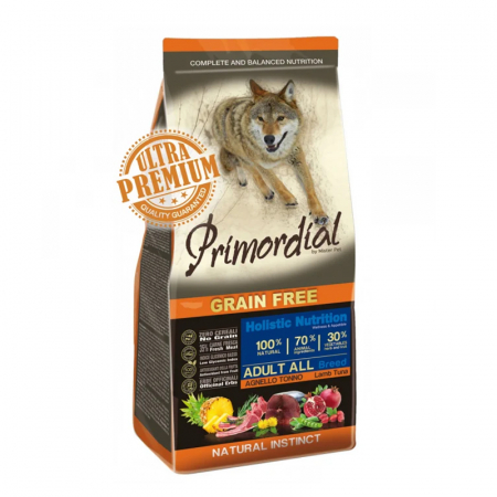 Hrana uscata caini - Hrana uscata pentru caini Primordial Grain-Free Adult cu ton & miel 2 kg