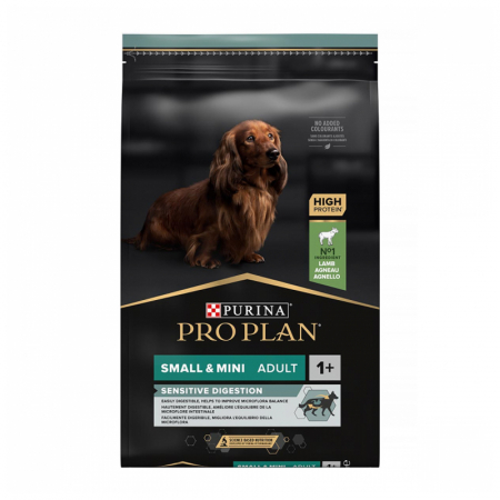 Caine Adult - Hrana uscata pentru caini Pro Plan Small & Mini Adult Sensitive Digestion cu miel 7 kg