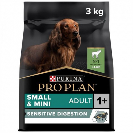 Caini - Hrana uscata pentru caini Pro Plan Small & Mini Adult Sensitive Digestion cu miel 3 kg