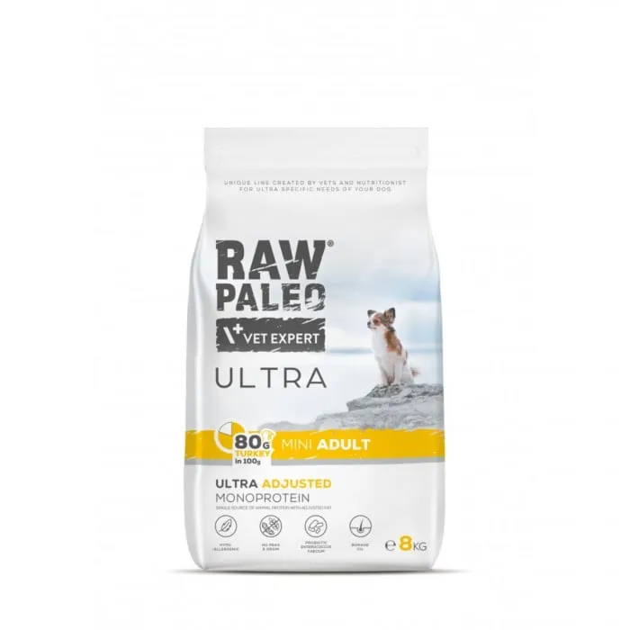 Caini - Hrana uscata pentru caini Raw Paleo Ultra Mini Adult cu curcan 8 kg