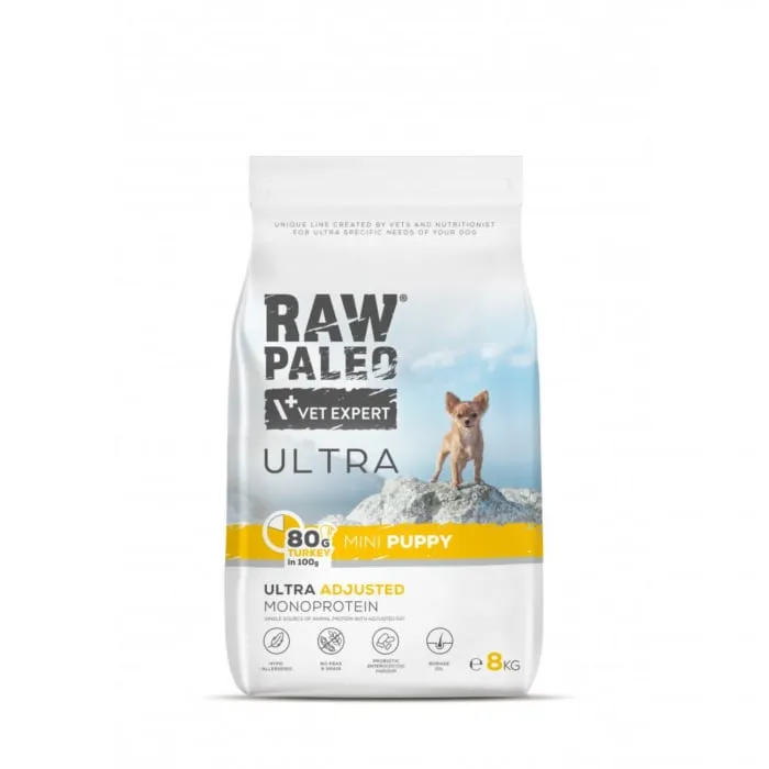 Caine Junior - Hrana uscata pentru caini Raw Paleo Ultra Mini Puppy cu curcan 8 kg