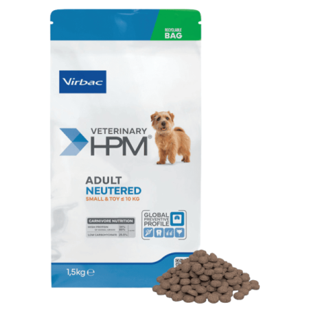 Caine Adult - Hrana uscata pentru caini Virbac HPM Adult Neutered Small & Toy 1,5 kg