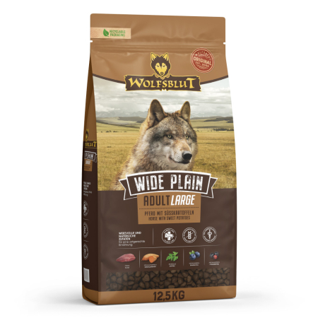 Caine Adult - Hrana uscata pentru caini Wolfsblut Wide Plain Large Breed cu carne de cal 12,5 kg