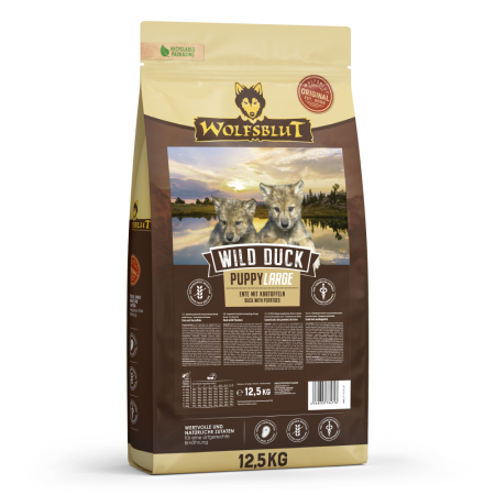 Caini - Hrana uscata pentru caini Wolfsblut Wild Duck Puppy Large cu rata 12,5 kg