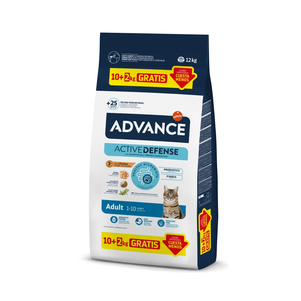 Hrana uscata pisici - Hrana uscata pentru pisici Advance Adult cu pui & orez 10 + 2 kg GRATIS