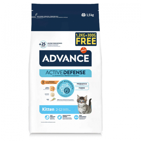 Pisica Junior - Hrana uscata pentru pisici Advance Kitten 1,2 kg + 300 gr GRATIS