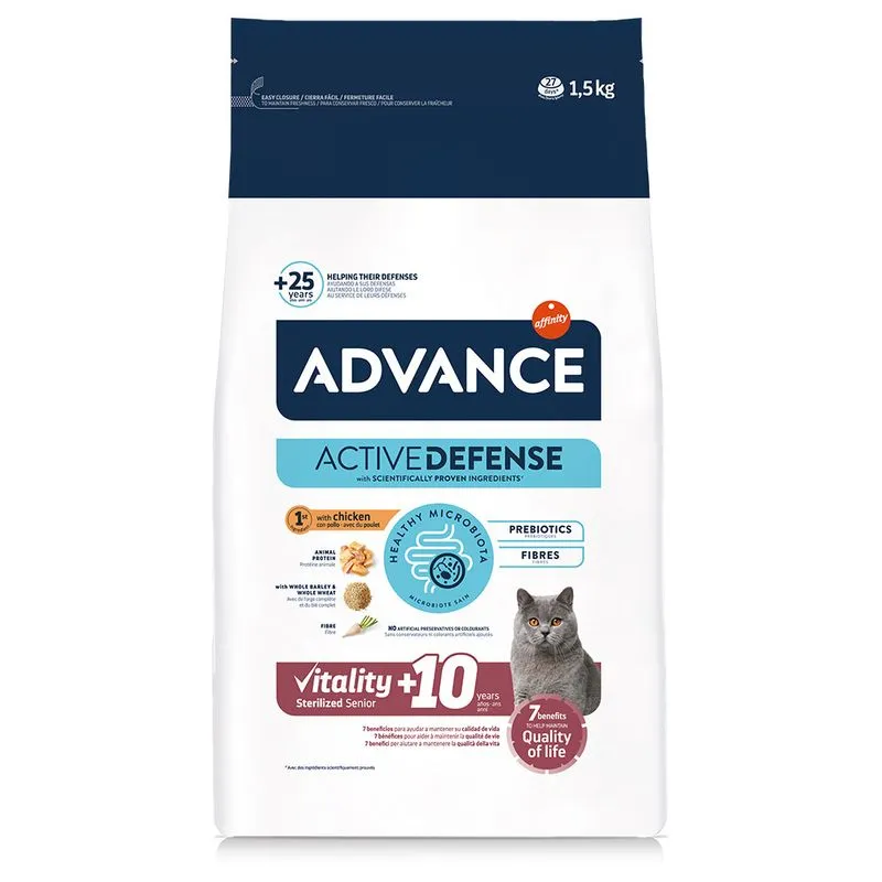 Pisica Senior - Hrana uscata pentru pisici Advance Vitality Steril Senior +10 ani 1,5 kg