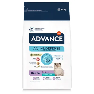 Pisica Sterilizata - Hrana uscata pentru pisici Advance Hairball Sterilised cu curcan & orez 1,5 kg
