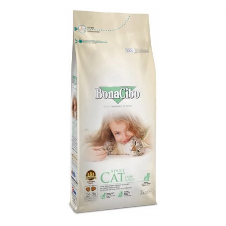 Hrana uscata pentru pisici Bona Cibo Adult cu miel & orez 2 kg [0]